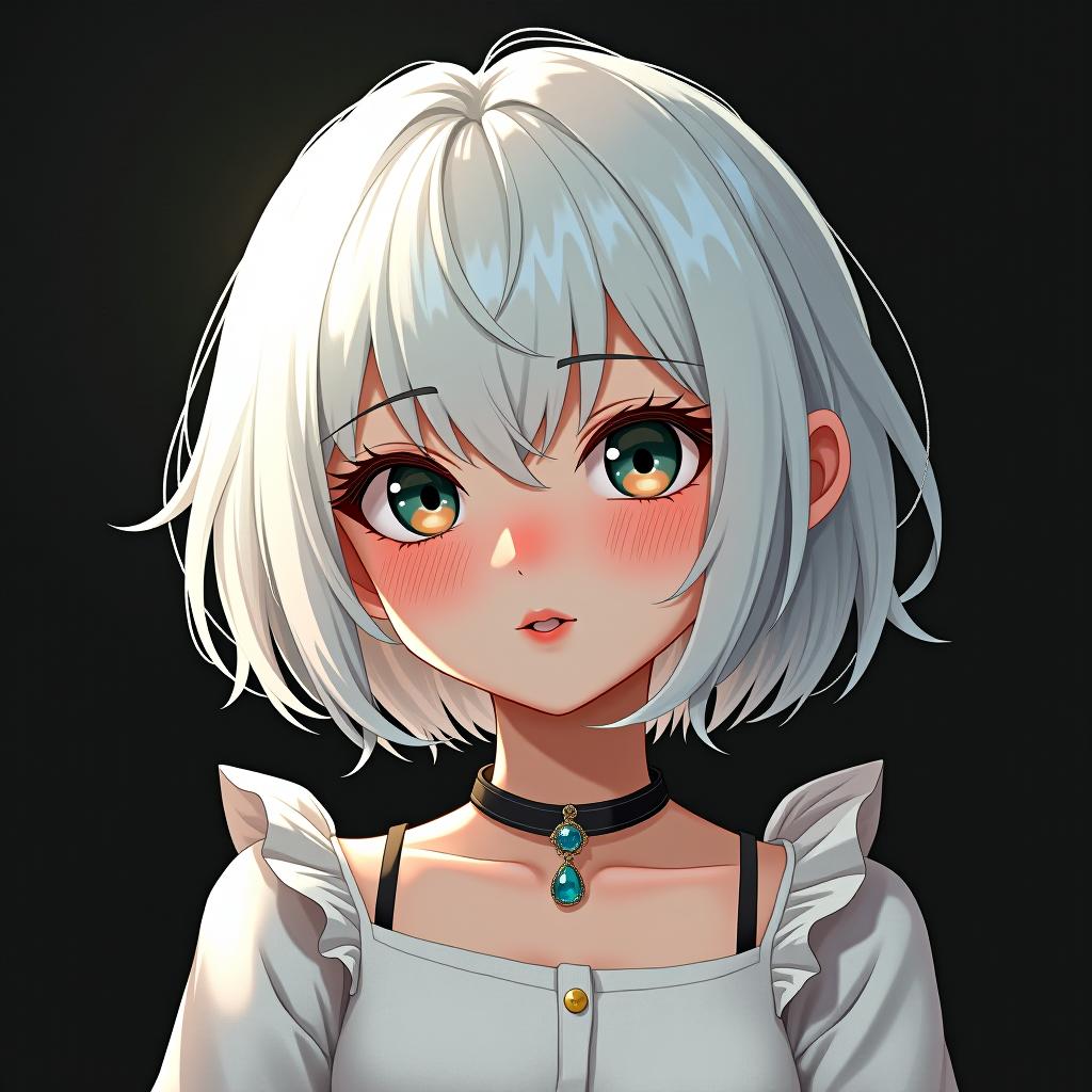  a girl with white short hair