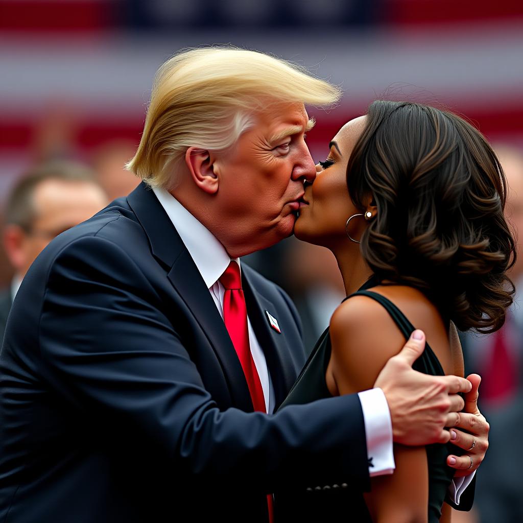  donald trump and kamala harris kissing