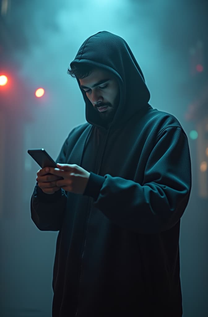  a human figure aliennated using his phone hyperrealistic, full body, detailed clothing, highly detailed, cinematic lighting, stunningly beautiful, intricate, sharp focus, f/1. 8, 85mm, (centered image composition), (professionally color graded), ((bright soft diffused light)), volumetric fog, trending on instagram, trending on tumblr, HDR 4K, 8K