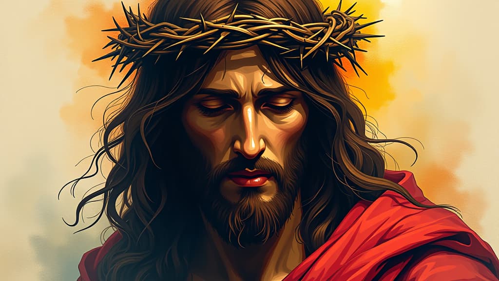  abstract portrait of jesus christ wearing a crown of thorns