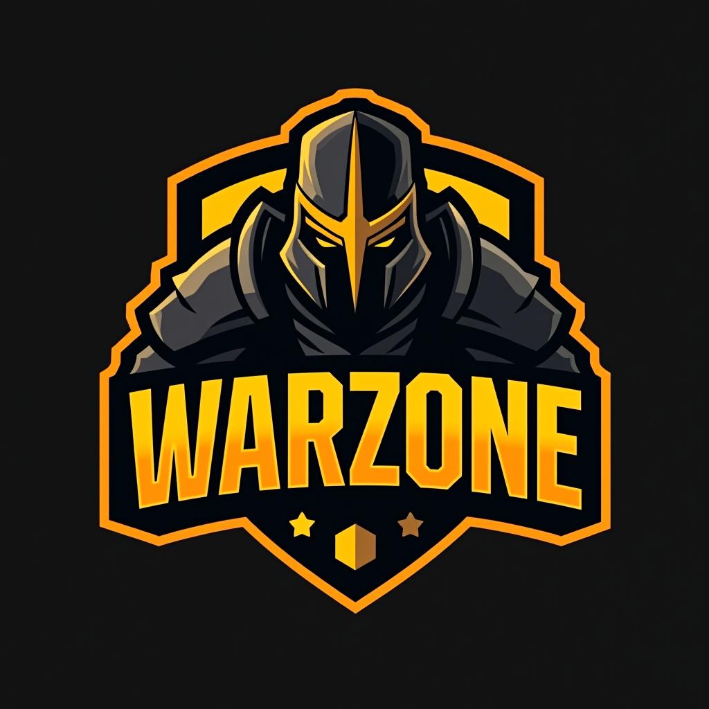  design a logo, esports logo, warrior theme, with text ‘warzone’, black and yellow color