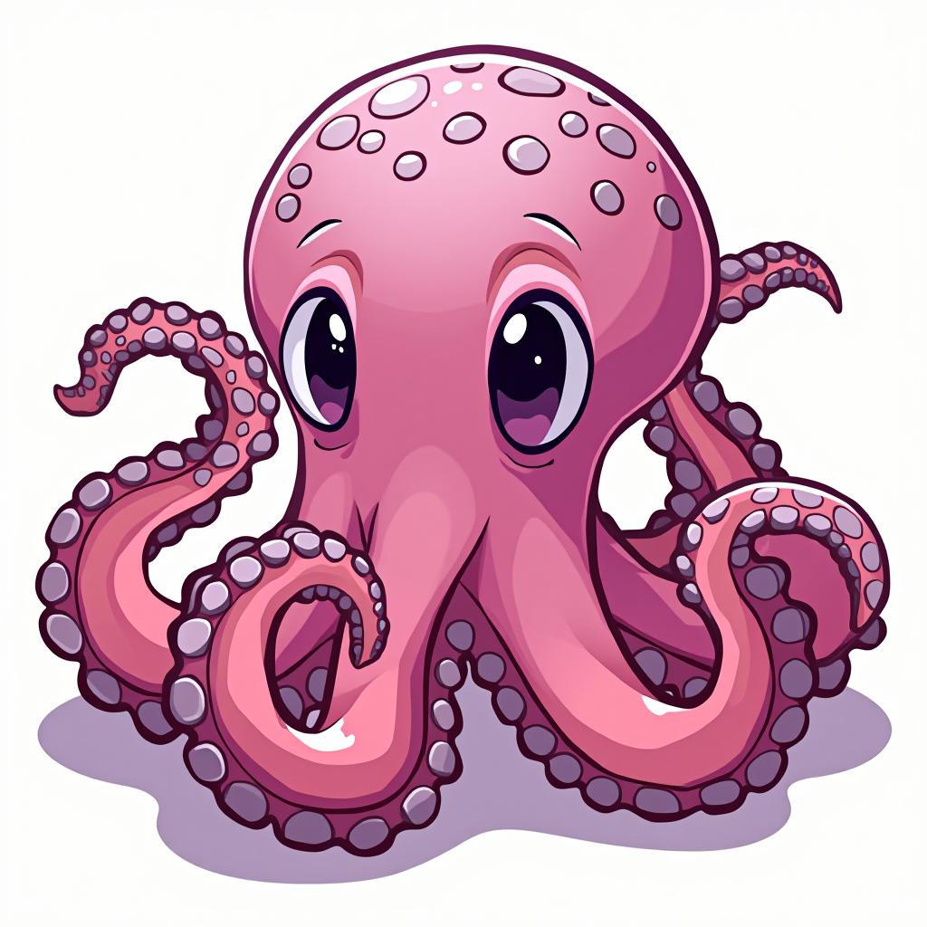  game item. cartoon style, casual graphics. cartoon octopus. white background. best quality, ultra detailed, bright colors