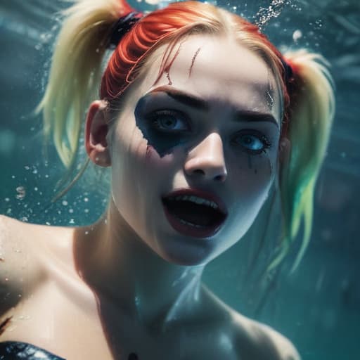 Harley Quinn drowning underwater