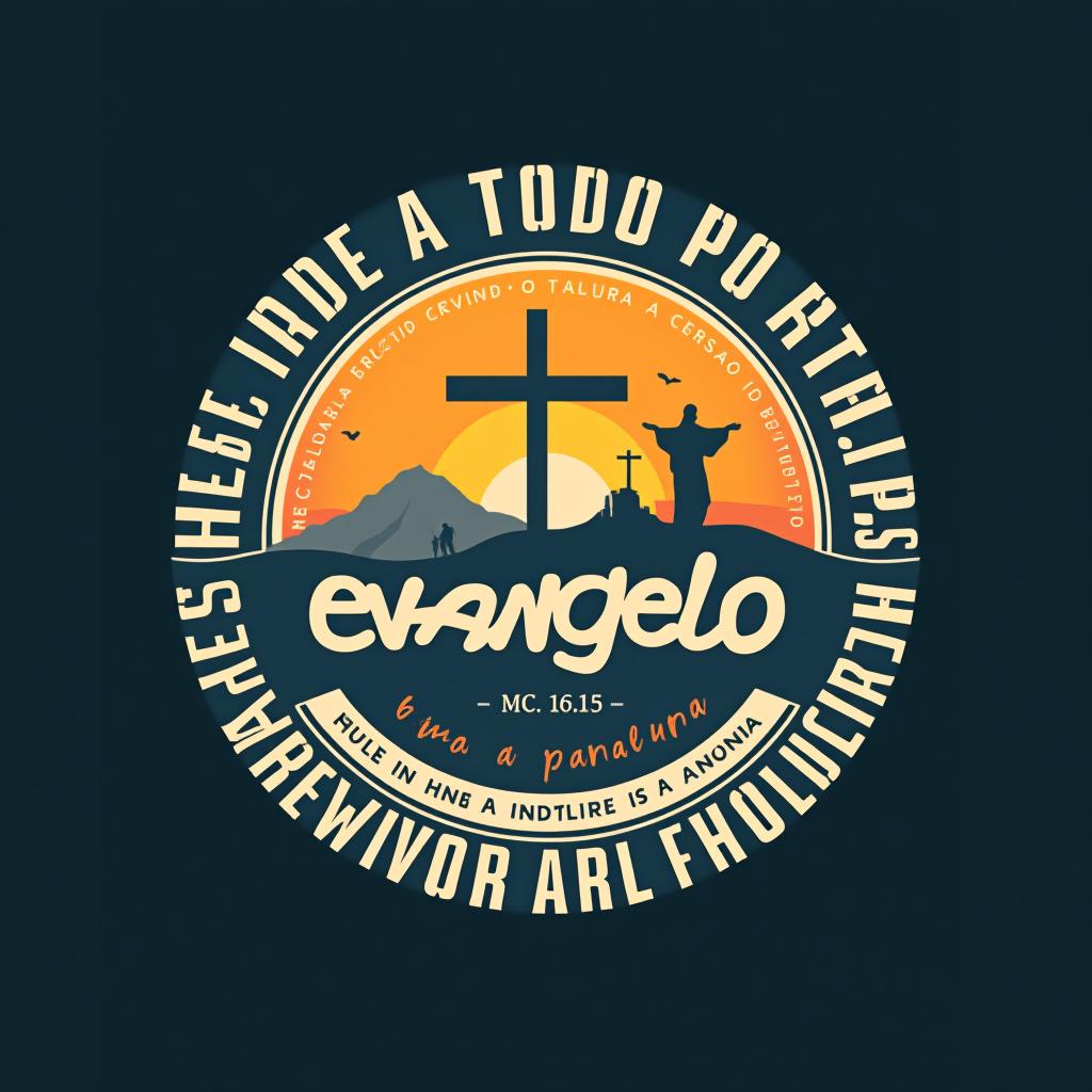  design a logo, disse lhes: ide por todo omundo, pregai o evangelho a toda criatura. mc 16:15 , with the text 'levando a palavra'.