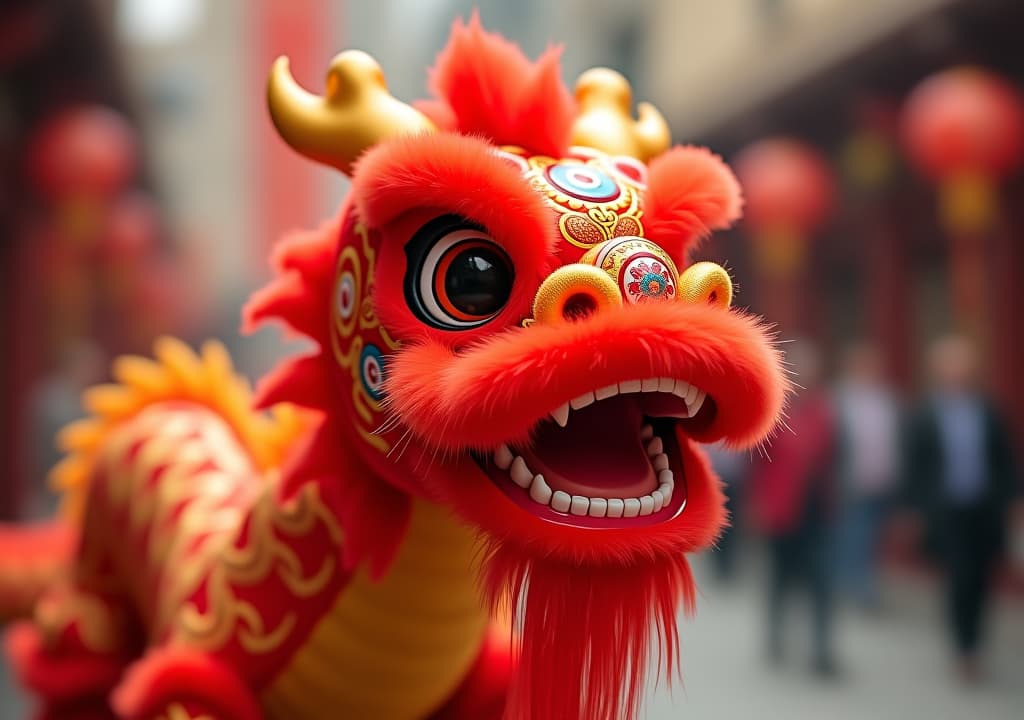  chinese dragon as a character for the dragon dance at the chinese new year festival.