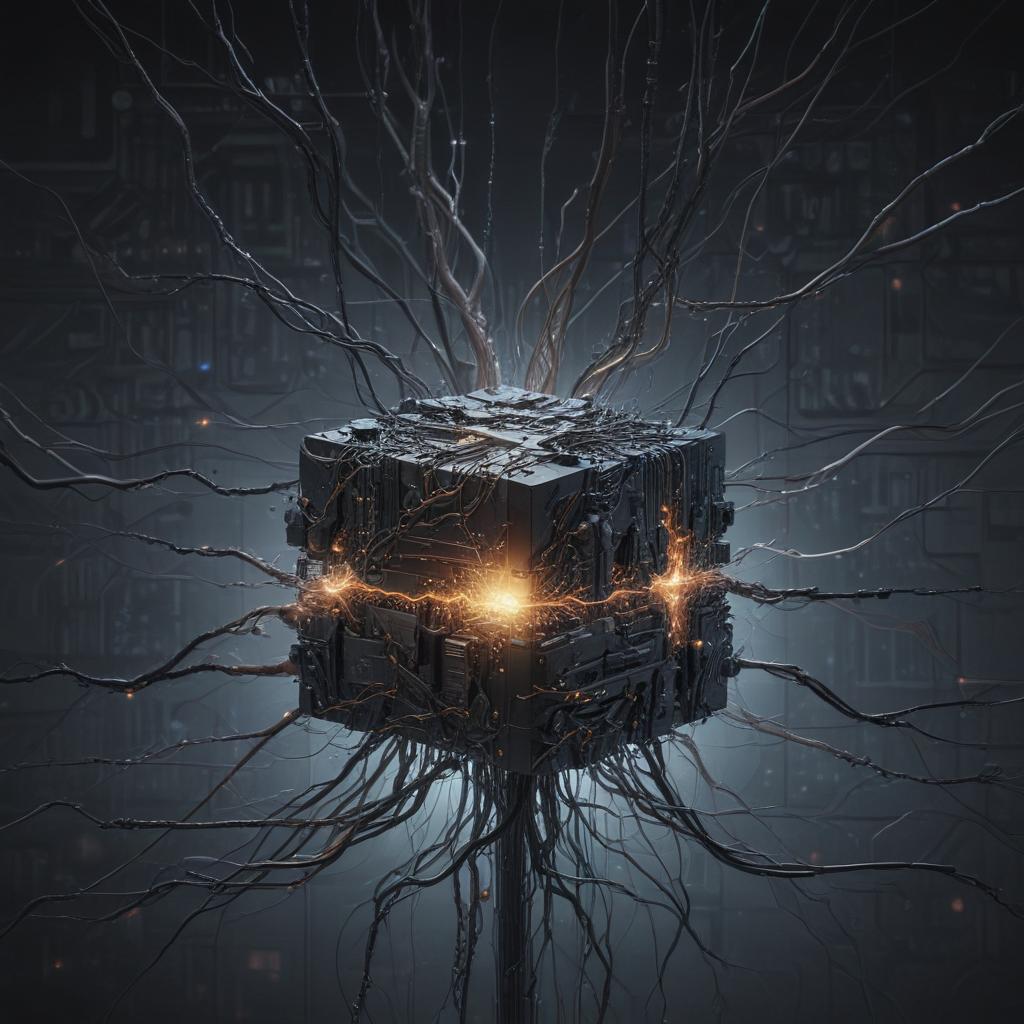 A futuristic visualization of a neural network, resembling a complex black box, pulsating with digital energy, symbolizing the brain's processing power, with glowing circuits and data streams, set in a sleek, high tech environment"in the style of technical diagrams, with clean lines, minimalistic design, and a monochromatic color scheme"This image is a breathtaking painting that captures the magical scene with vivid detail. The overall composition is spellbinding, showcasing a perfect harmony. photorealism fantasy, unreal engine 5, concept hyperrealistic, full body, detailed clothing, highly detailed, cinematic lighting, stunningly beautiful, intricate, sharp focus, f/1. 8, 85mm, (centered image composition), (professionally color graded), ((bright soft diffused light)), volumetric fog, trending on instagram, trending on tumblr, HDR 4K, 8K