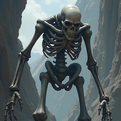  a close up of the giant skeleton. digital art. dungeons and dragons style.