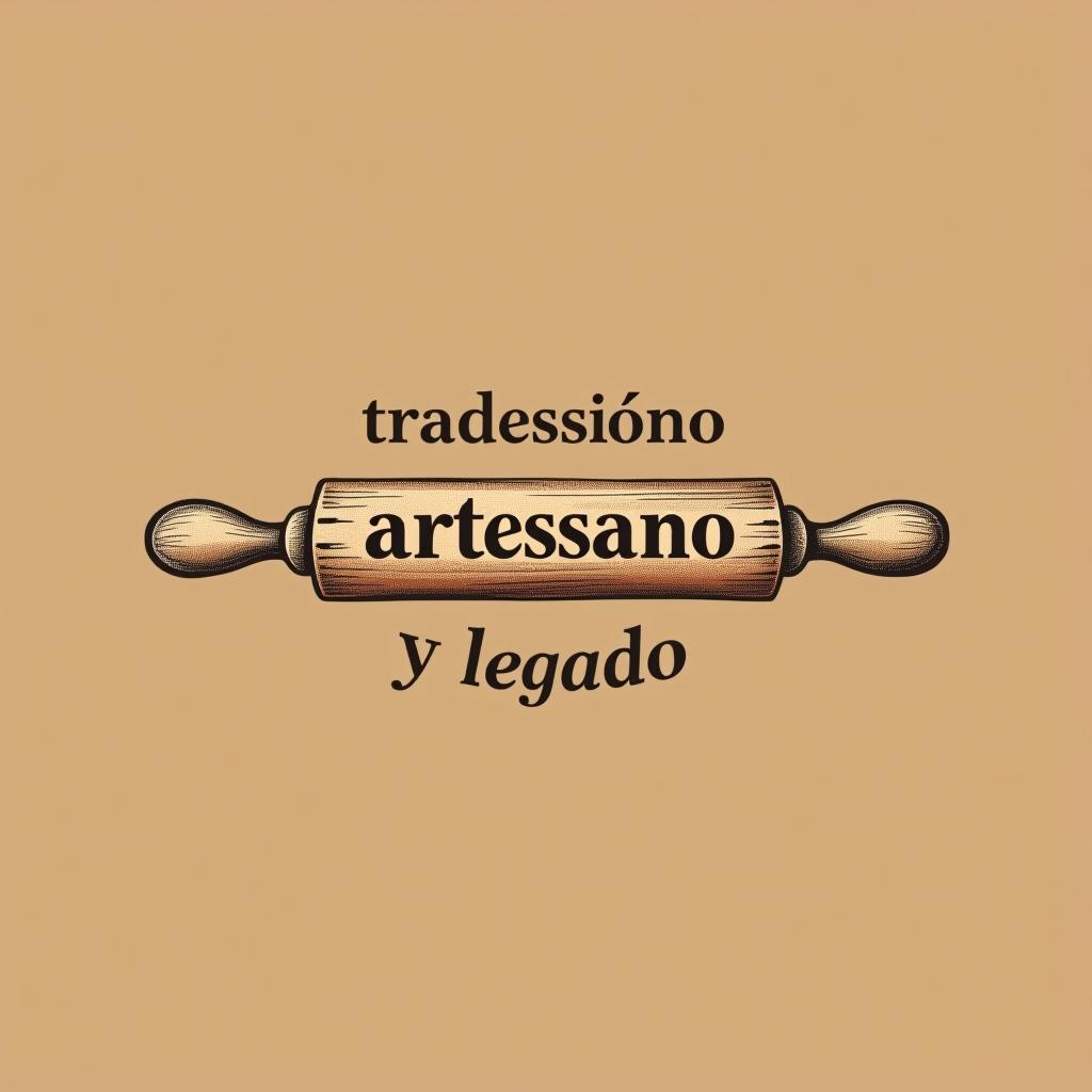  design a logo, in a pencil style. “artessano” simple and elegant design artistic style light and brown tones use a rolling pin image , with the text 'tradición y legado'.