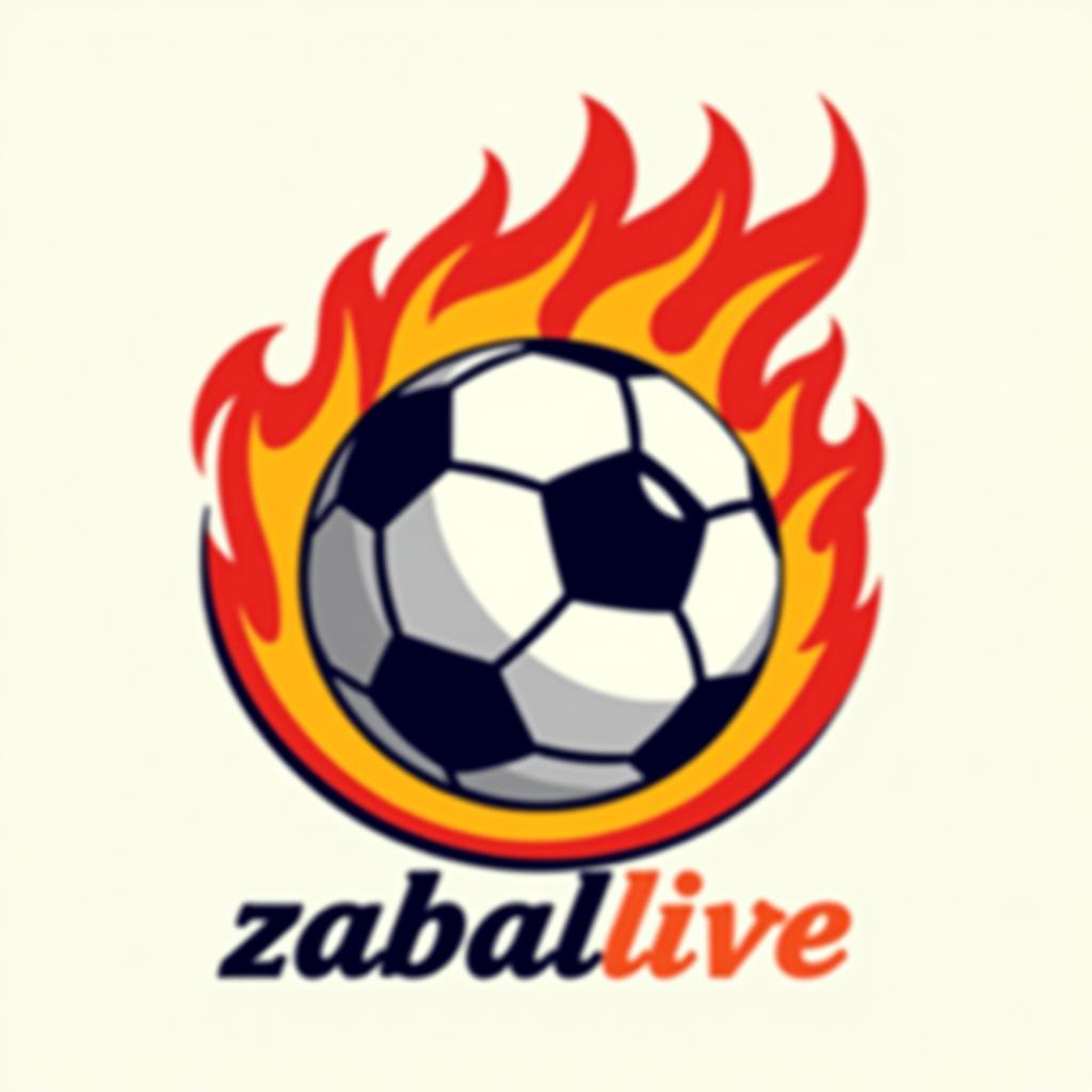  design a logo, soccer ball, fire, with the text 'zabalive'.