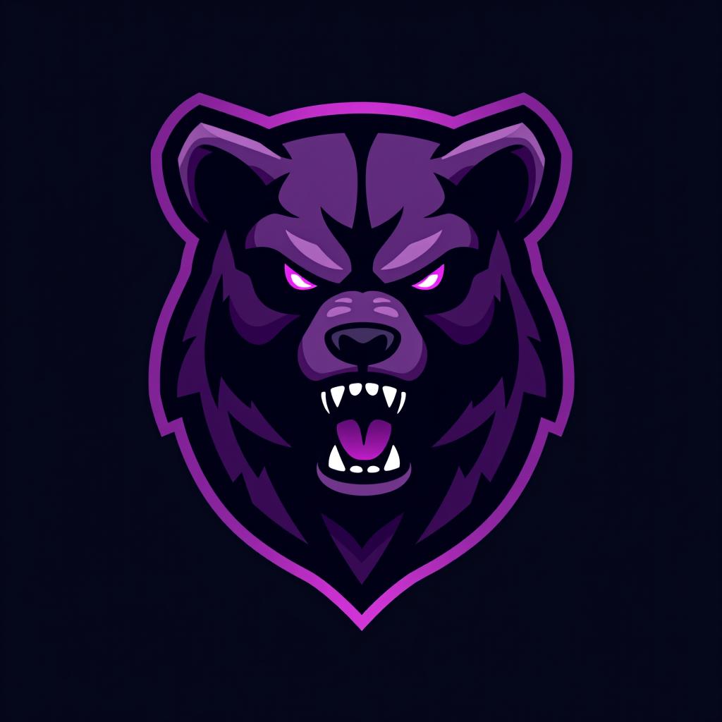  design a logo, esports logo, angry bear, black and purple color