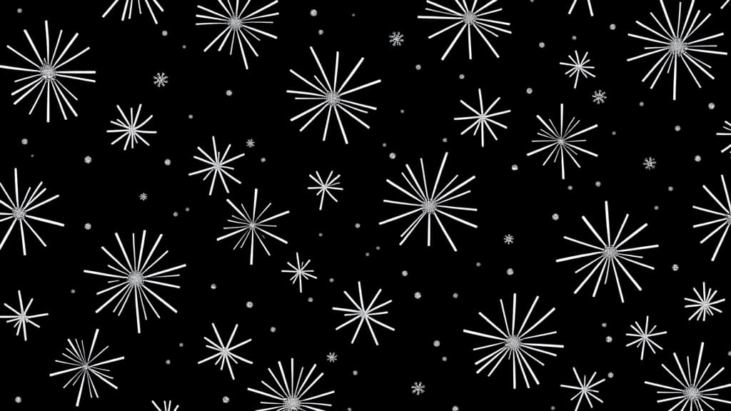  seamless abstract white starburst decorations pattern on a black background at night