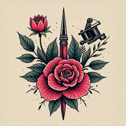  prompt: create a classic logo for "cultura tatto studio" that encapsulates the essence of a tattoo parlor. the design should not include any flowers but must incorporate symbolic representations of tattoo needles, a tattoo machine, and ink. the logo should convey professionalism and artistry, using a color palette that reflects creativity and precision. focus on clean lines and shapes that subtly hint at the tools of the trade without directly depicting them, to adhere to a sophisticated aesthetic. please ensure the final image is appropriate for all audiences and devoid of any human figures or offensive content. hyperrealistic, full body, detailed clothing, highly detailed, cinematic lighting, stunningly beautiful, intricate, sharp focus, f/1. 8, 85mm, (centered image composition), (professionally color graded), ((bright soft diffused light)), volumetric fog, trending on instagram, trending on tumblr, HDR 4K, 8K