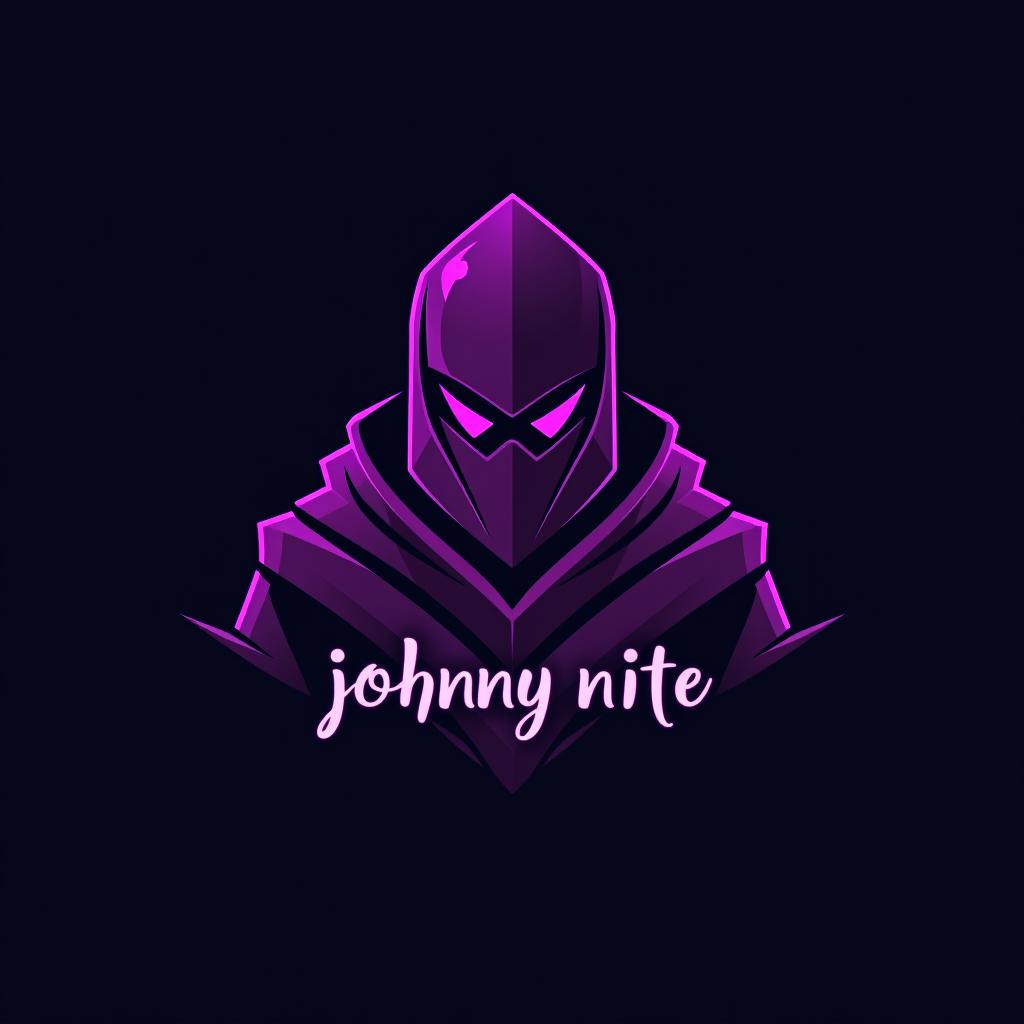  design a logo, in a origami style. knight gaming graffiti purple and black, with the text 'johnny nite'.