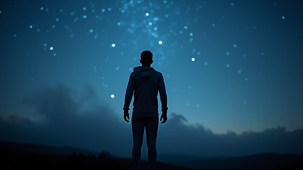  scenes about health and fitness, an indigo sky filled with stars, a metaphor for hope and future recovery. hyperrealistic, full body, detailed clothing, highly detailed, cinematic lighting, stunningly beautiful, intricate, sharp focus, f/1. 8, 85mm, (centered image composition), (professionally color graded), ((bright soft diffused light)), volumetric fog, trending on instagram, trending on tumblr, HDR 4K, 8K