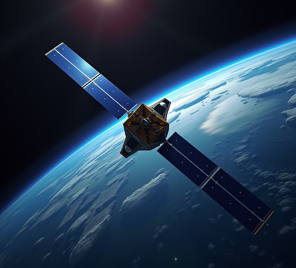  a satellite in space above earth