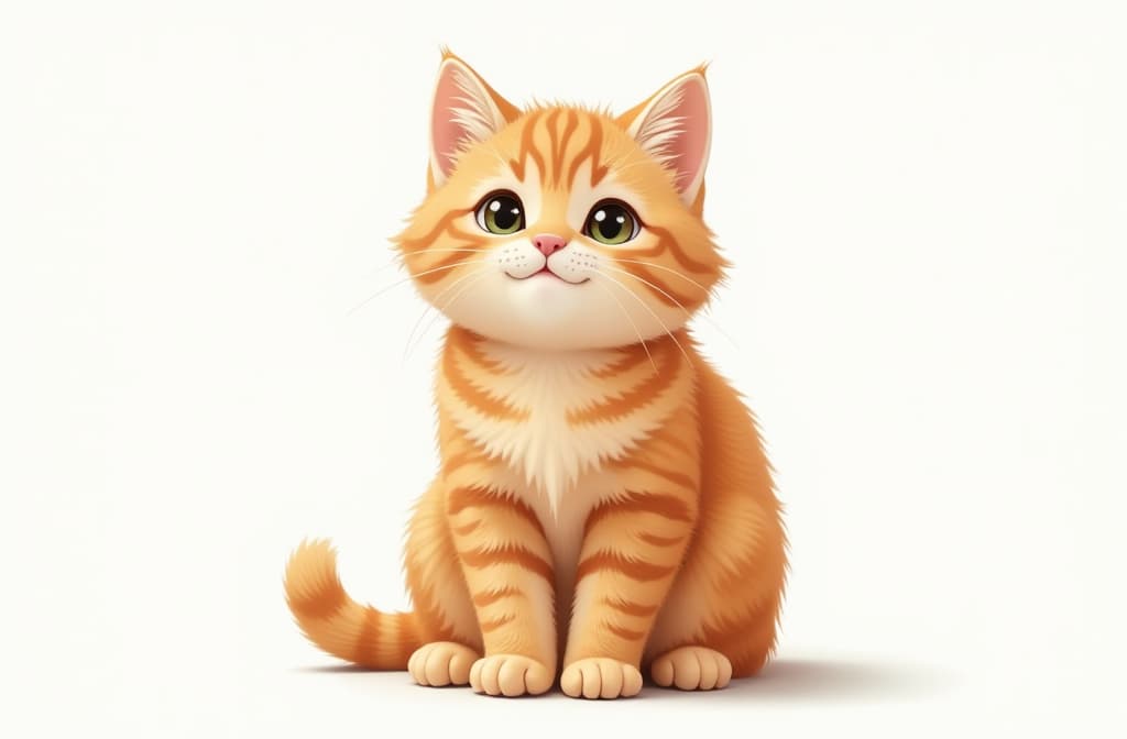  a cat with orange fur is sitting on a white background. the cat has a curious expression on its face 3:2 ar 3:2 {prompt}, maximum details