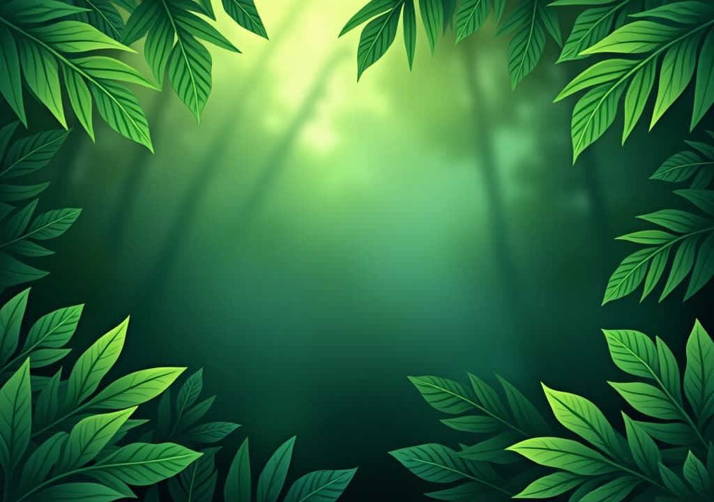  nature leaves, green tropical forest, background illustration concept