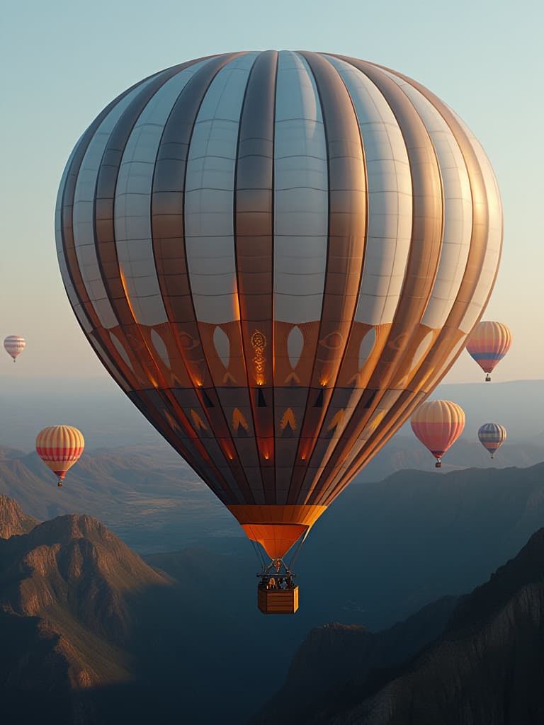  a luxurious hot air balloon house floating in the sky