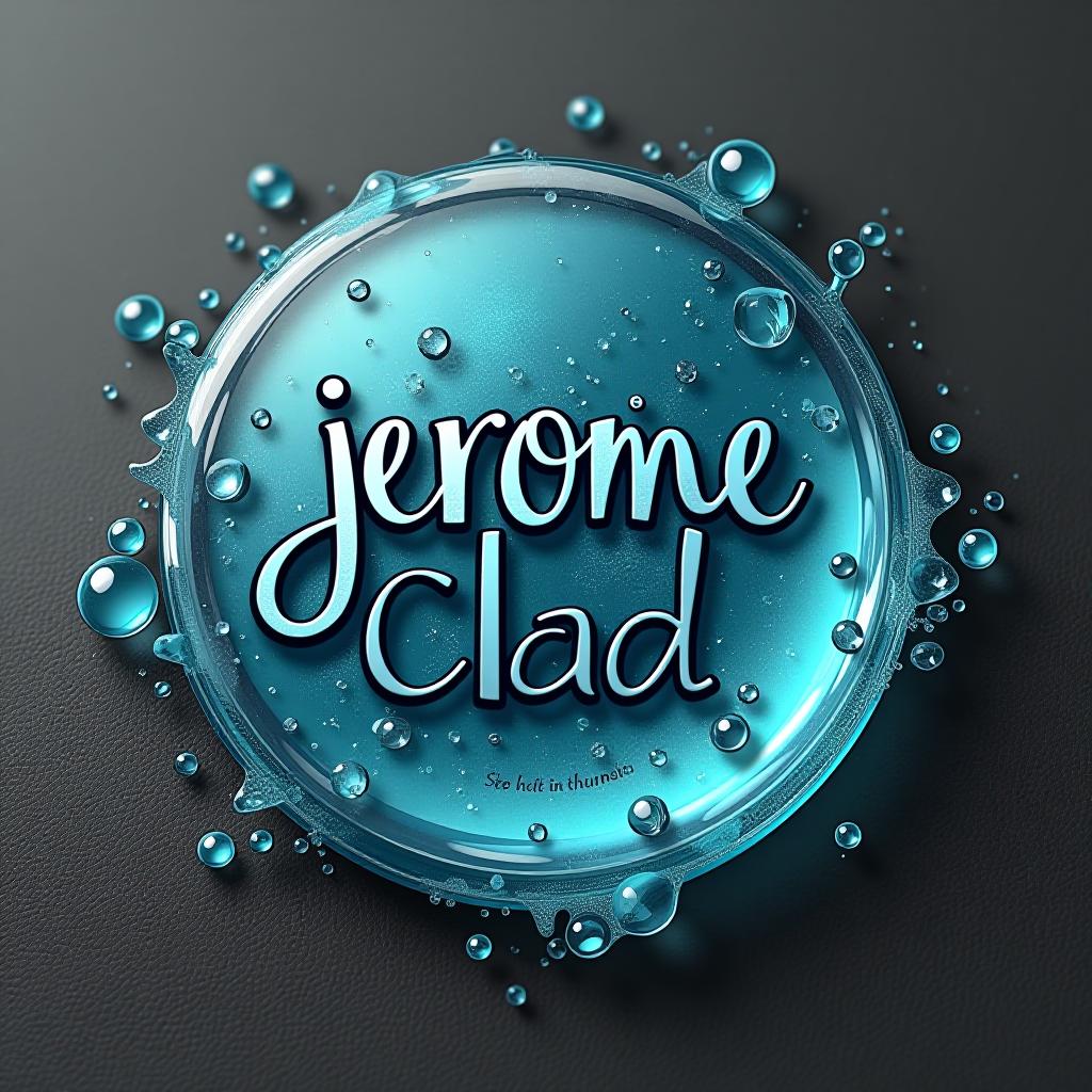  design a logo, business card, artsy, with the written text “jerome clad”, blue and teal colors