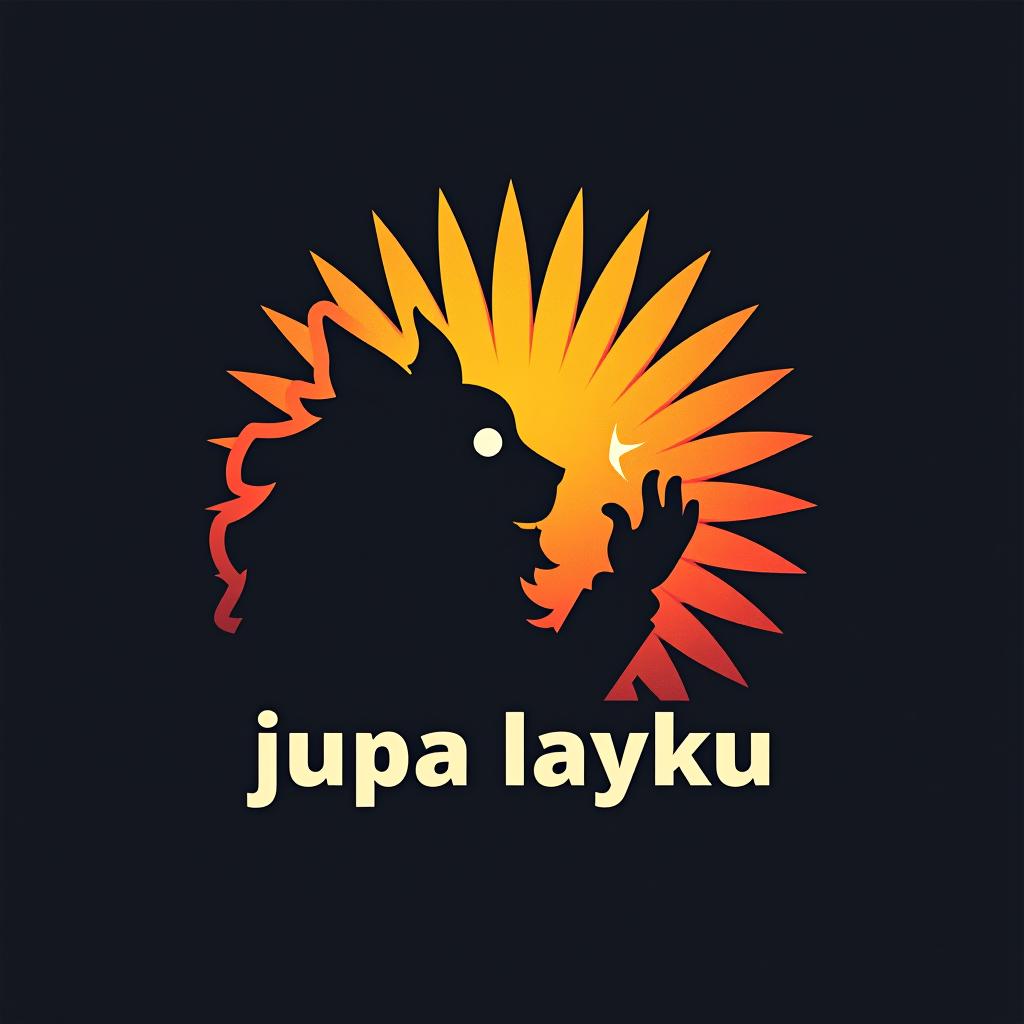  design a logo, estilo de sombras de tinkus con montera pidiendo la mano de una warmi , with the text 'jupa layku'.