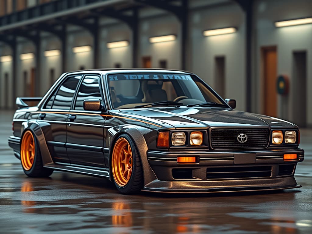  1991 toyota cressida, wide body, slammed, stanced, race car,17x11 wheels, photo realistic, highly intricate and detailed, masterpiece, ultra high res,photography,8k resolution