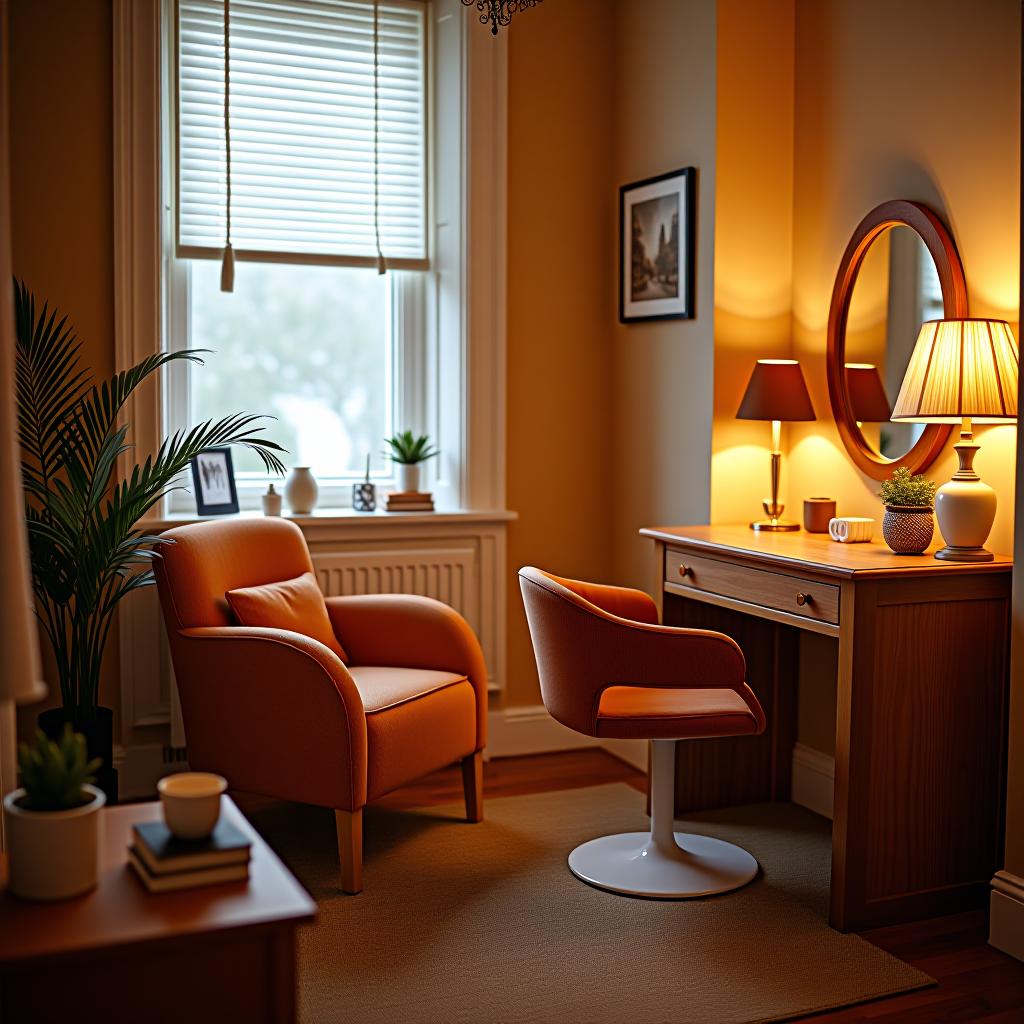  warm style, cozy manicure room.