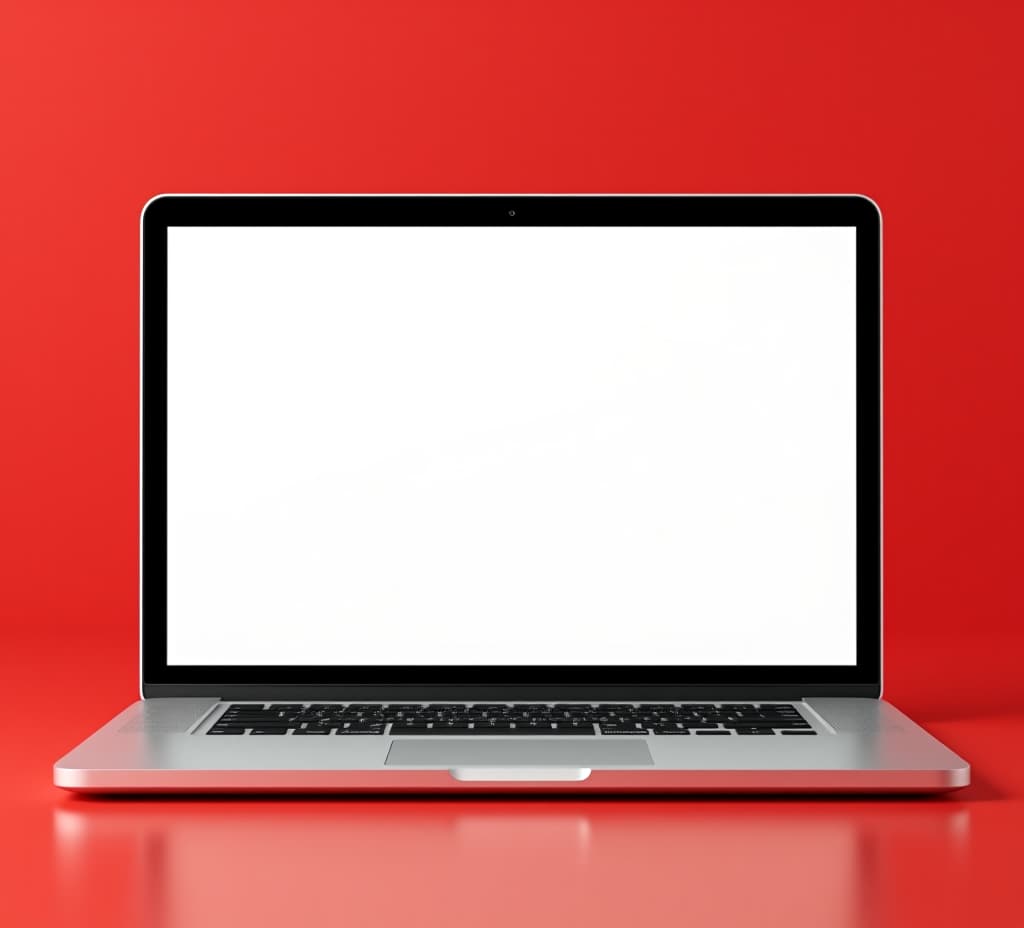  laptop mockup with blank screen isolated on red background.for product marketing,e commerce websites.transparent background