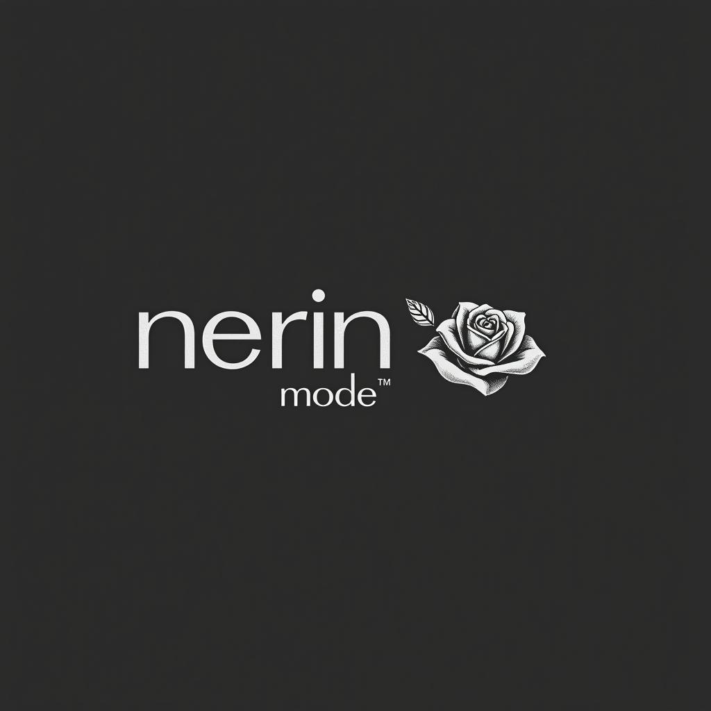  design a logo, in a pencil style. erstelle mir ein logo für ein kleider laden elegant schwarz und weiss mit dem namen und mit kleiner rose , with the text 'nesrin mode '.