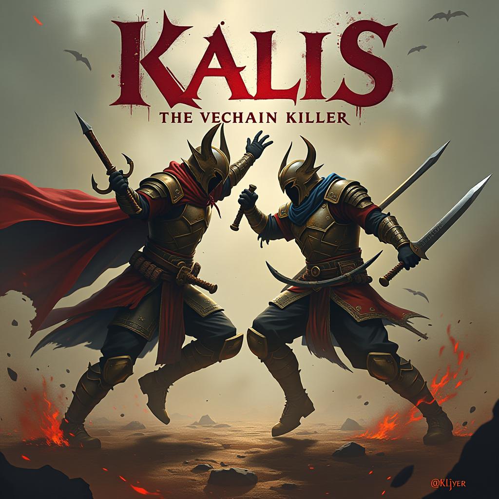  write the words "kalis, the vechain killer" above a 2 warriors fighting