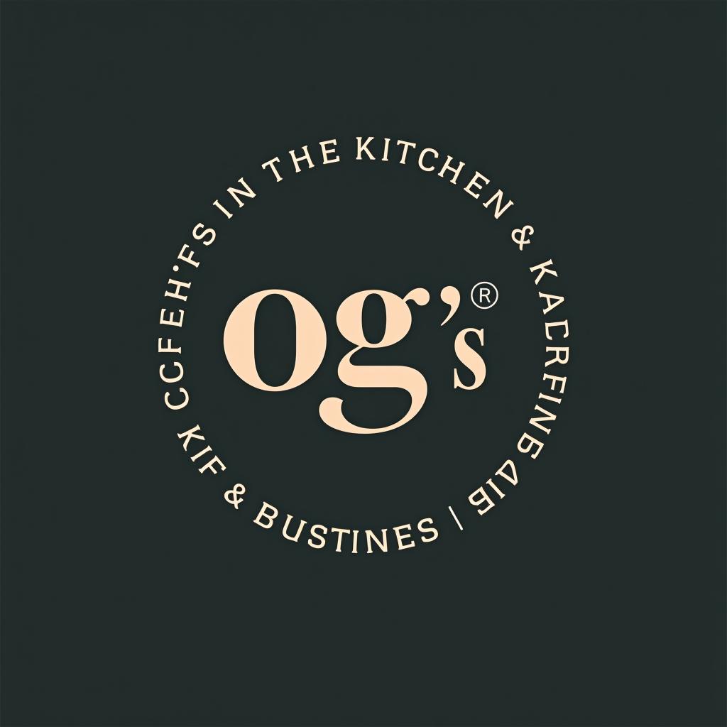  design a logo, kitchen and catering business the name is og’s kitchen and catering, with the text 'chefs in the kitchen '.