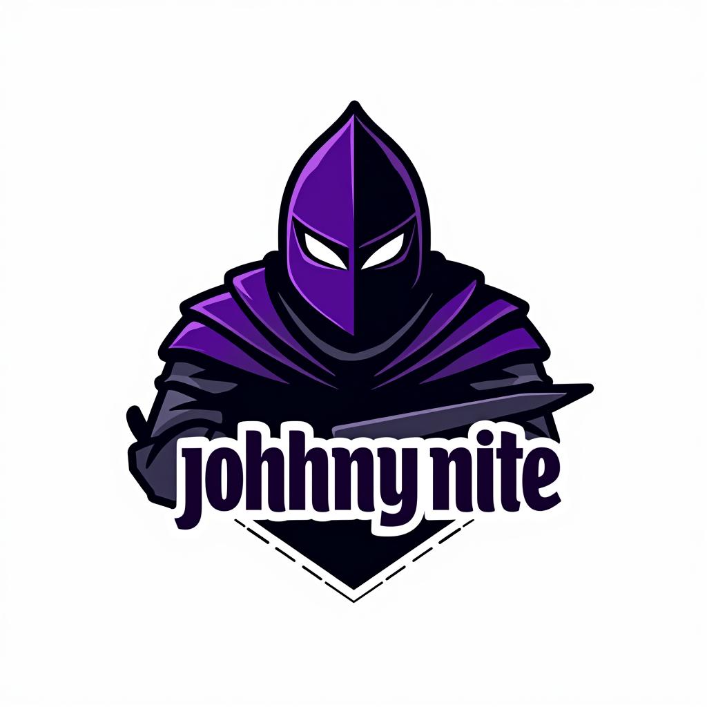  design a logo, knight purple and black, with the text 'johnny nite'.