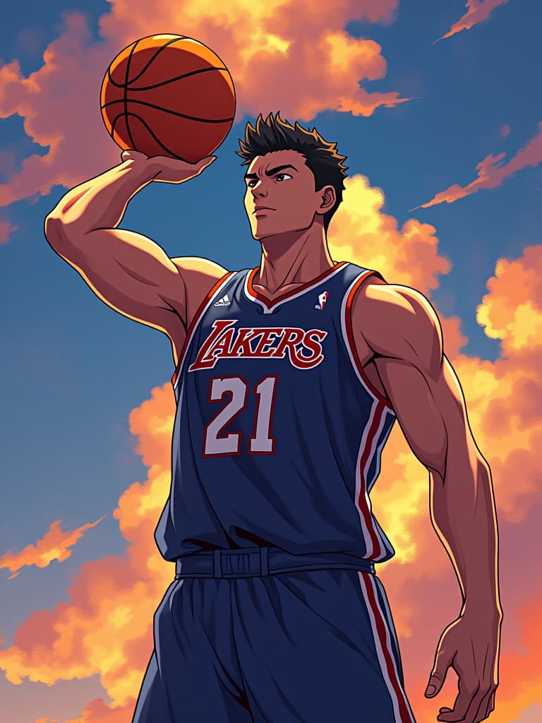  a man holding a basketball, anime artwork, anime style, key visual, vibrant, studio anime, highly detailed