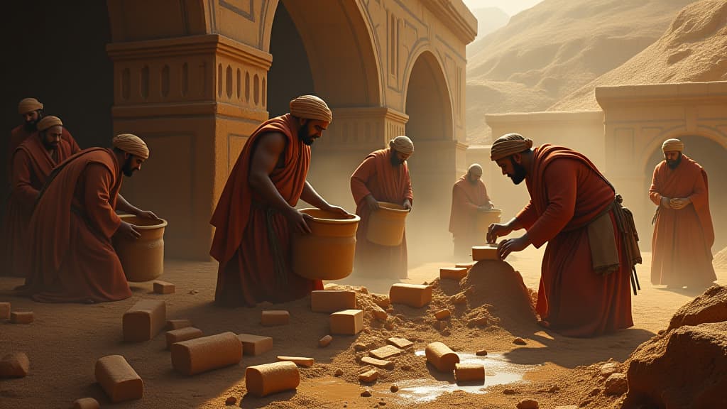  a detailed illustration of the people of babel pouring bricks and mixing mortar, emphasizing their technological advancements of the time. hyperrealistic, full body, detailed clothing, highly detailed, cinematic lighting, stunningly beautiful, intricate, sharp focus, f/1. 8, 85mm, (centered image composition), (professionally color graded), ((bright soft diffused light)), volumetric fog, trending on instagram, trending on tumblr, HDR 4K, 8K