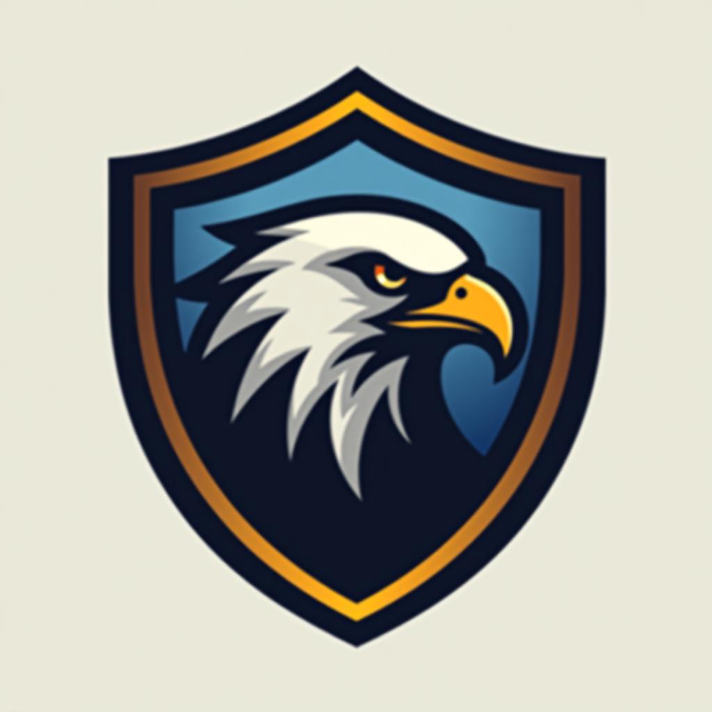  design a logo, create an emblem logo using an eagle’s eye and a shield, emphasizing the company’s focus on vigilance and protection.