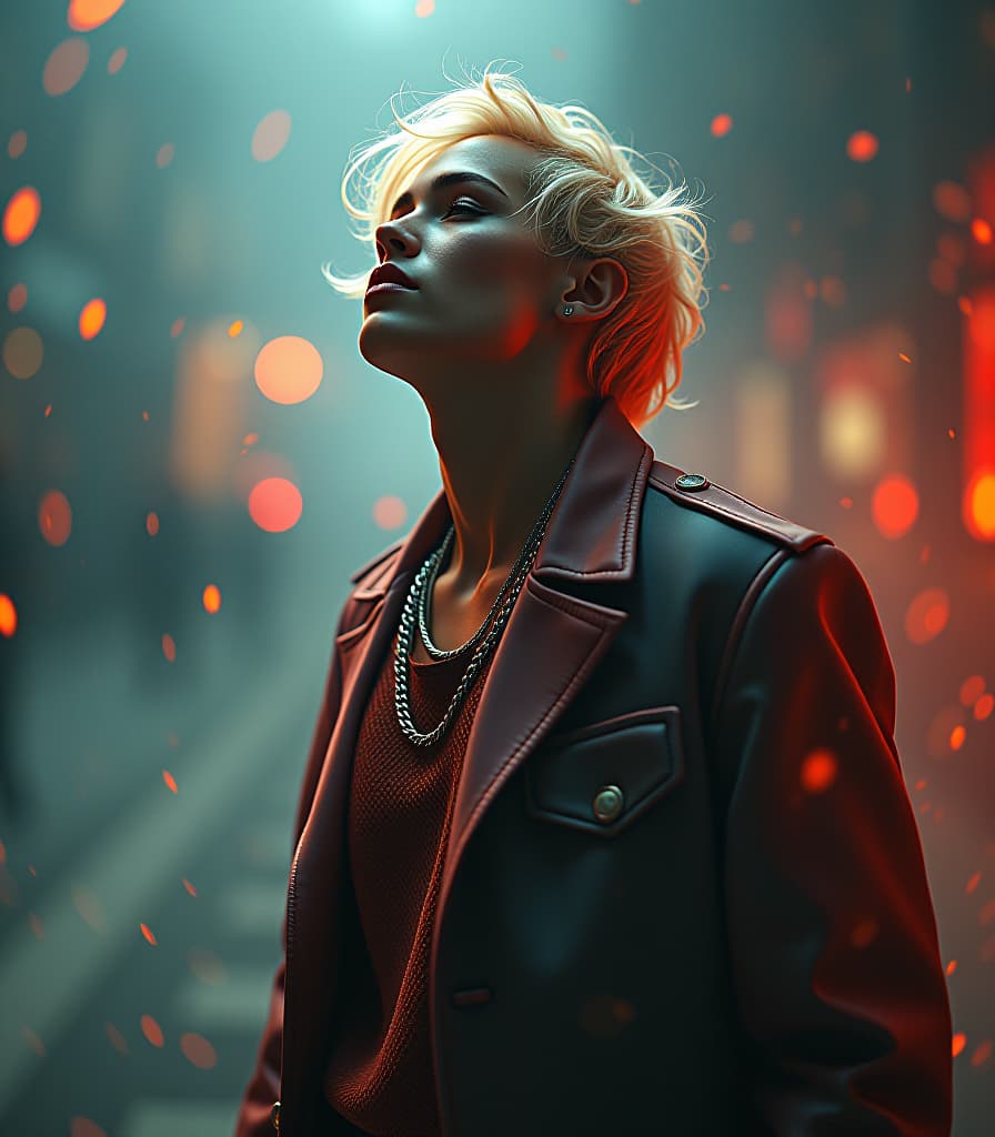  ethymer euphoria, abstraction, surrealism hyperrealistic, full body, detailed clothing, highly detailed, cinematic lighting, stunningly beautiful, intricate, sharp focus, f/1. 8, 85mm, (centered image composition), (professionally color graded), ((bright soft diffused light)), volumetric fog, trending on instagram, trending on tumblr, HDR 4K, 8K