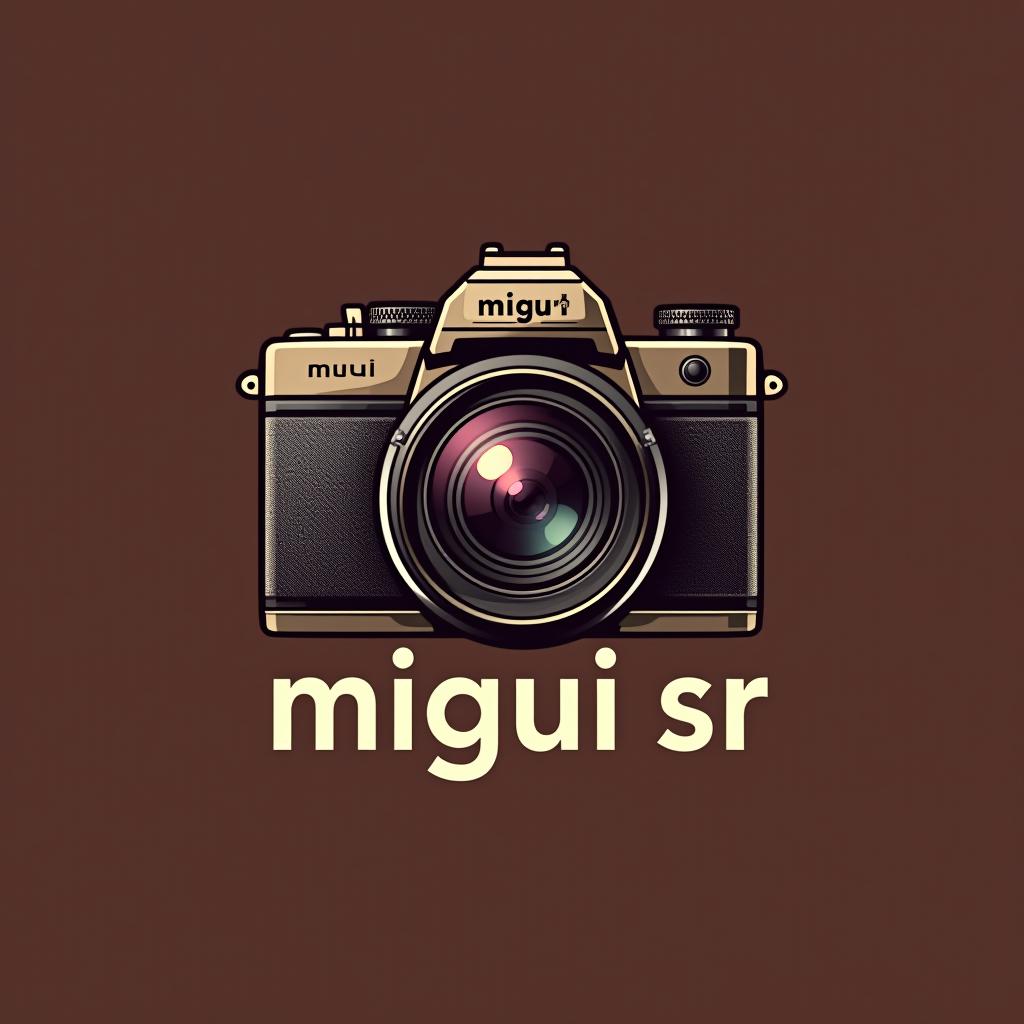  design a logo, photo camera , with the text 'migui sr'.