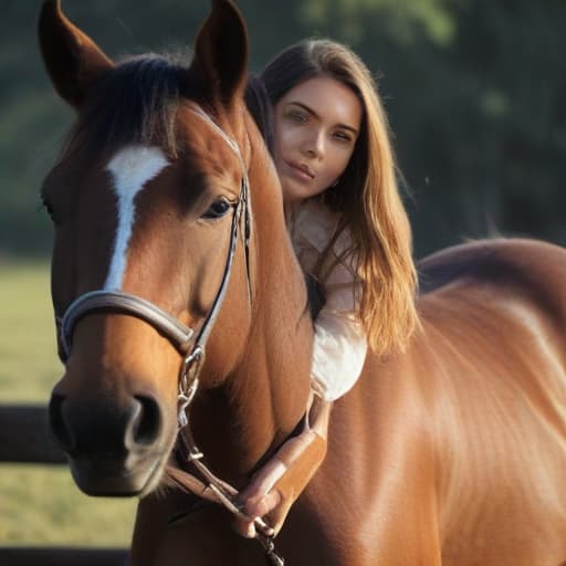 Mujer hermosa a caballo in Ninguno style