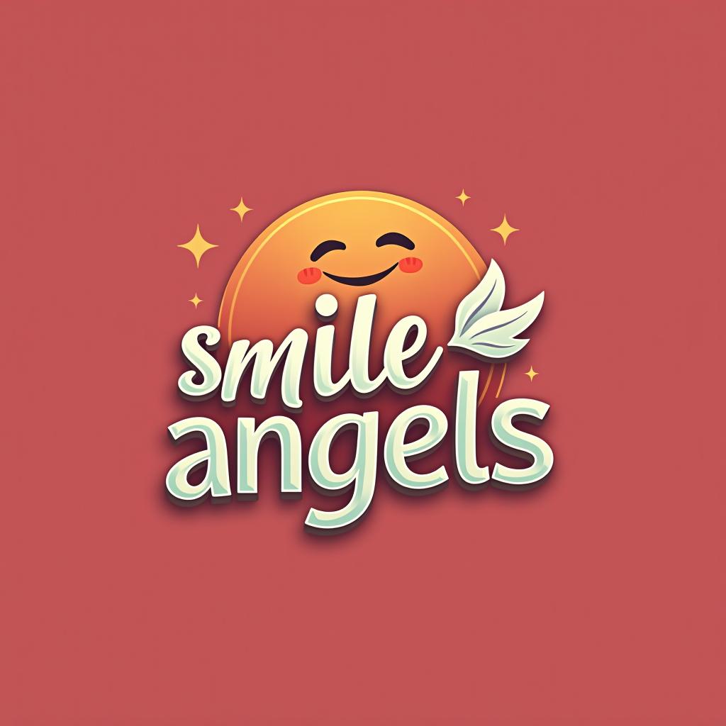  design a logo, in a threedrender style. 水彩スタイル、美しいロゴ、白背景、かっこいい。, with the text 'smile angels'.