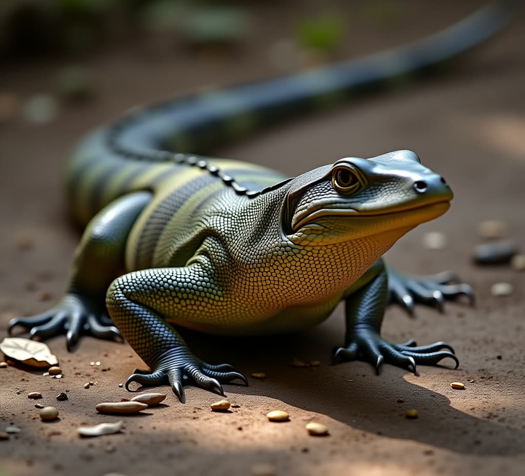  an image showing an asian water monitor lizard with space for additional content