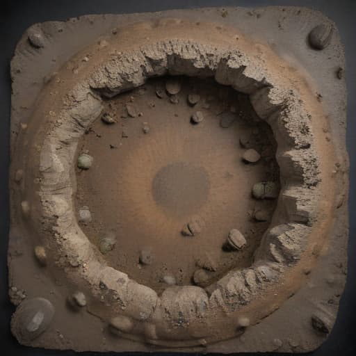 crater with debris for wargaming from above