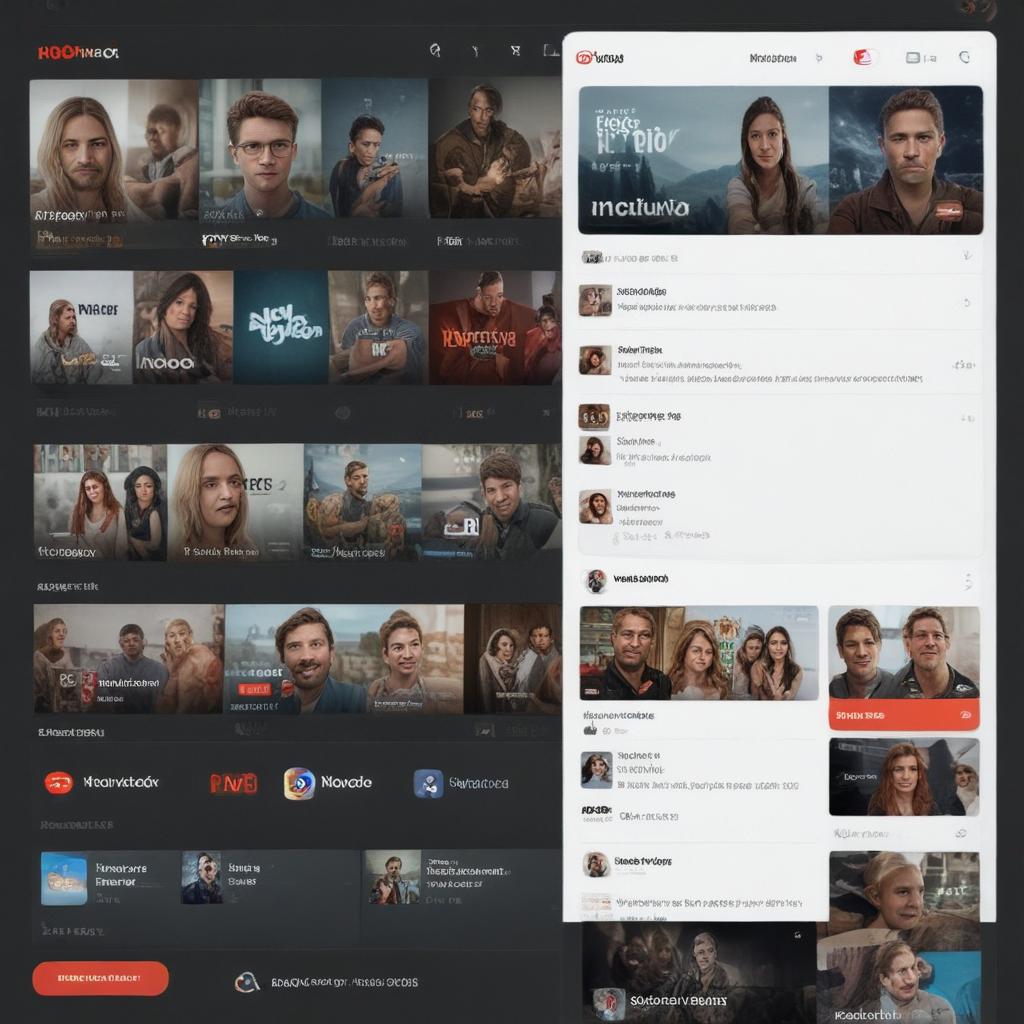 Give me a mockup of a video and social media platform called noovoo. it's like youtube but with reddit and netflix influeces as well