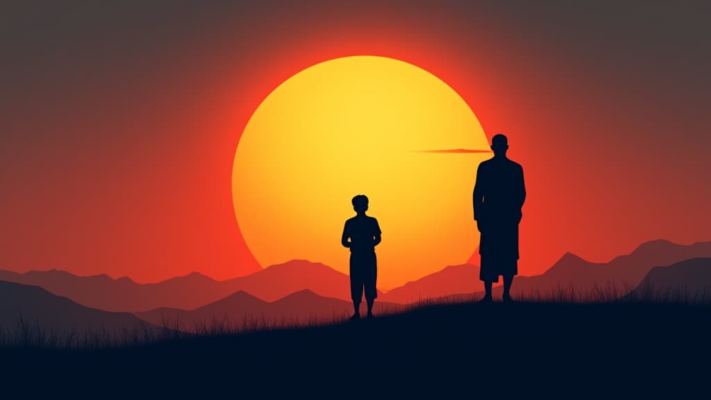  illustration for guru purnima with a silhouette of guru with a disciple