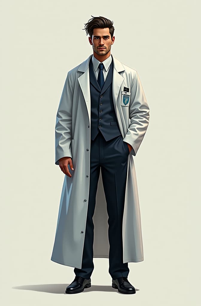  dibujo animado de un doctor cuerpo completo hyperrealistic, full body, detailed clothing, highly detailed, cinematic lighting, stunningly beautiful, intricate, sharp focus, f/1. 8, 85mm, (centered image composition), (professionally color graded), ((bright soft diffused light)), volumetric fog, trending on instagram, trending on tumblr, HDR 4K, 8K