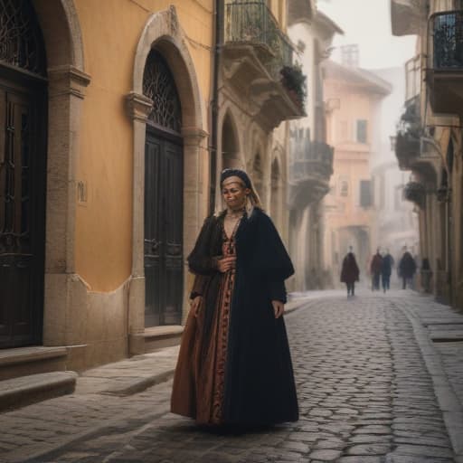 A baroque town in southern Italy hyperrealistic, full body, detailed clothing, highly detailed, cinematic lighting, stunningly beautiful, intricate, sharp focus, f/1. 8, 85mm, (centered image composition), (professionally color graded), ((bright soft diffused light)), volumetric fog, trending on instagram, trending on tumblr, HDR 4K, 8K