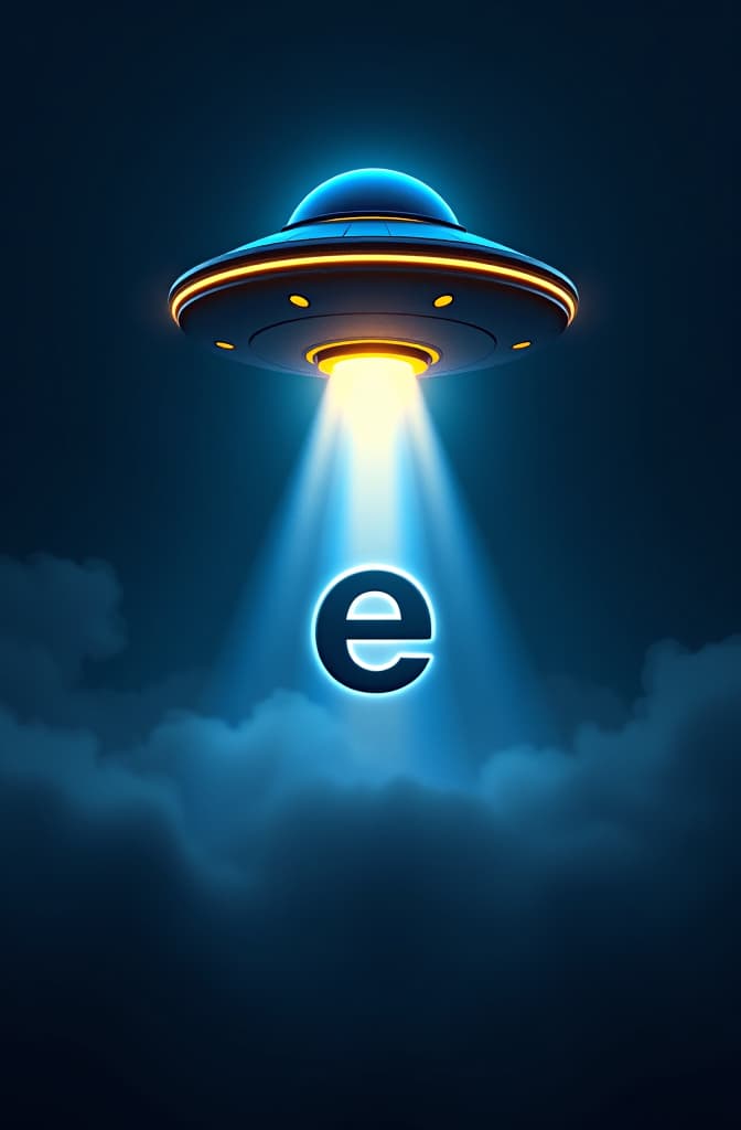  create a modern and innovative logo for a company called 'universesites' that specializes in selling websites, e commerce platforms, and systems. the design should feature a futuristic ufo or spaceship abducting the letter 'e' from the word 'universesites,' representing the company's ability to 'capture' and deliver exceptional digital solutions. the spaceship should be sleek and high tech, with a glowing beam of light that lifts the 'e' in a dynamic and eye catching way. the colors should incorporate a deep, space like blue (#043fa6) and a vibrant, energetic yellow (#e4b628). the overall style should be clean, professional, and creative, reflecting the company's expertise in web development and digital solutions. hyperrealistic, full body, detailed clothing, highly detailed, cinematic lighting, stunningly beautiful, intricate, sharp focus, f/1. 8, 85mm, (centered image composition), (professionally color graded), ((bright soft diffused light)), volumetric fog, trending on instagram, trending on tumblr, HDR 4K, 8K