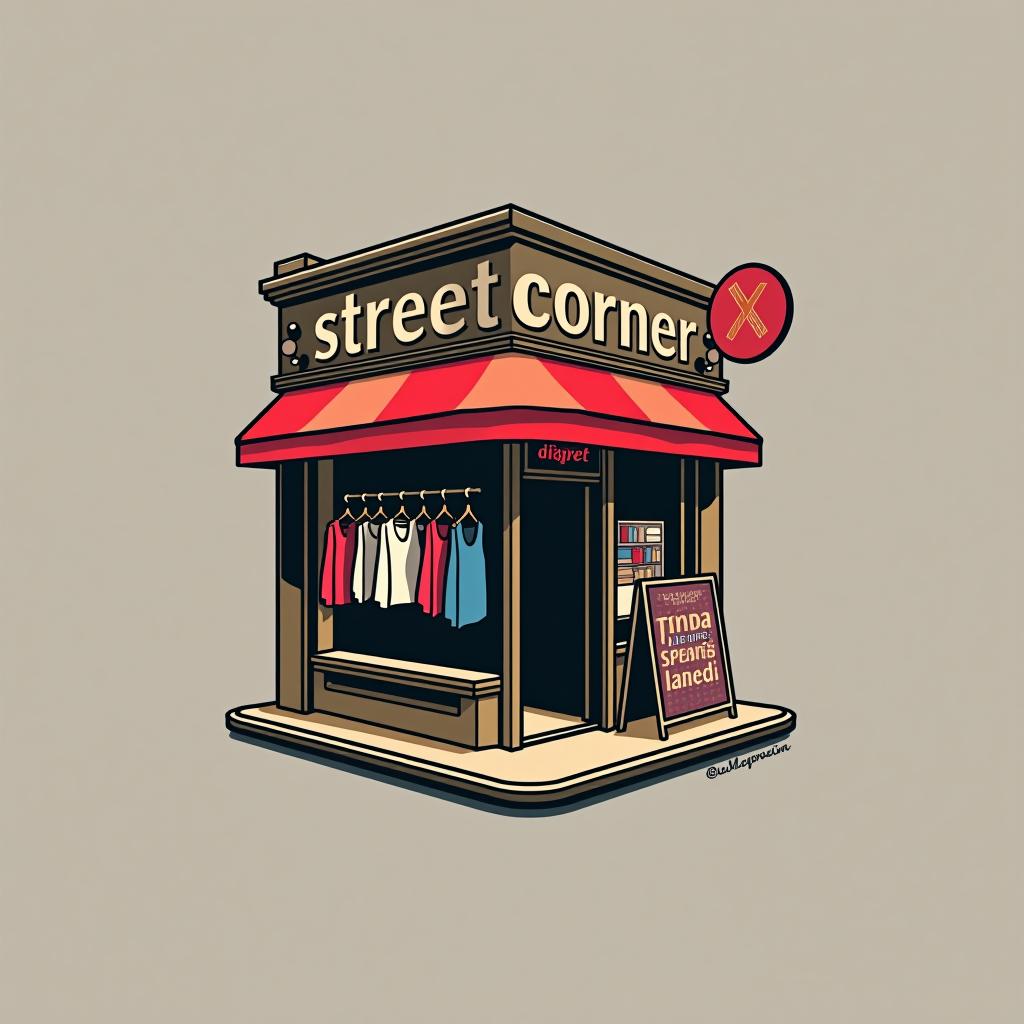  design a logo, tienda de ropa en una esquina , with the text 'street corner'.