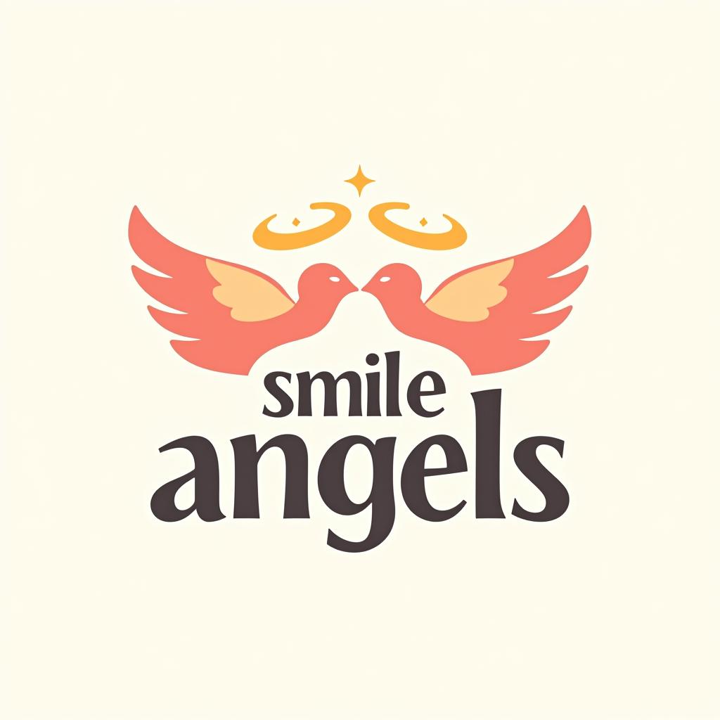  design a logo, in a geometric style. 水彩スタイル、水のロゴ、水色のグラデーションカラー、白背景。, with the text 'smile angels'.