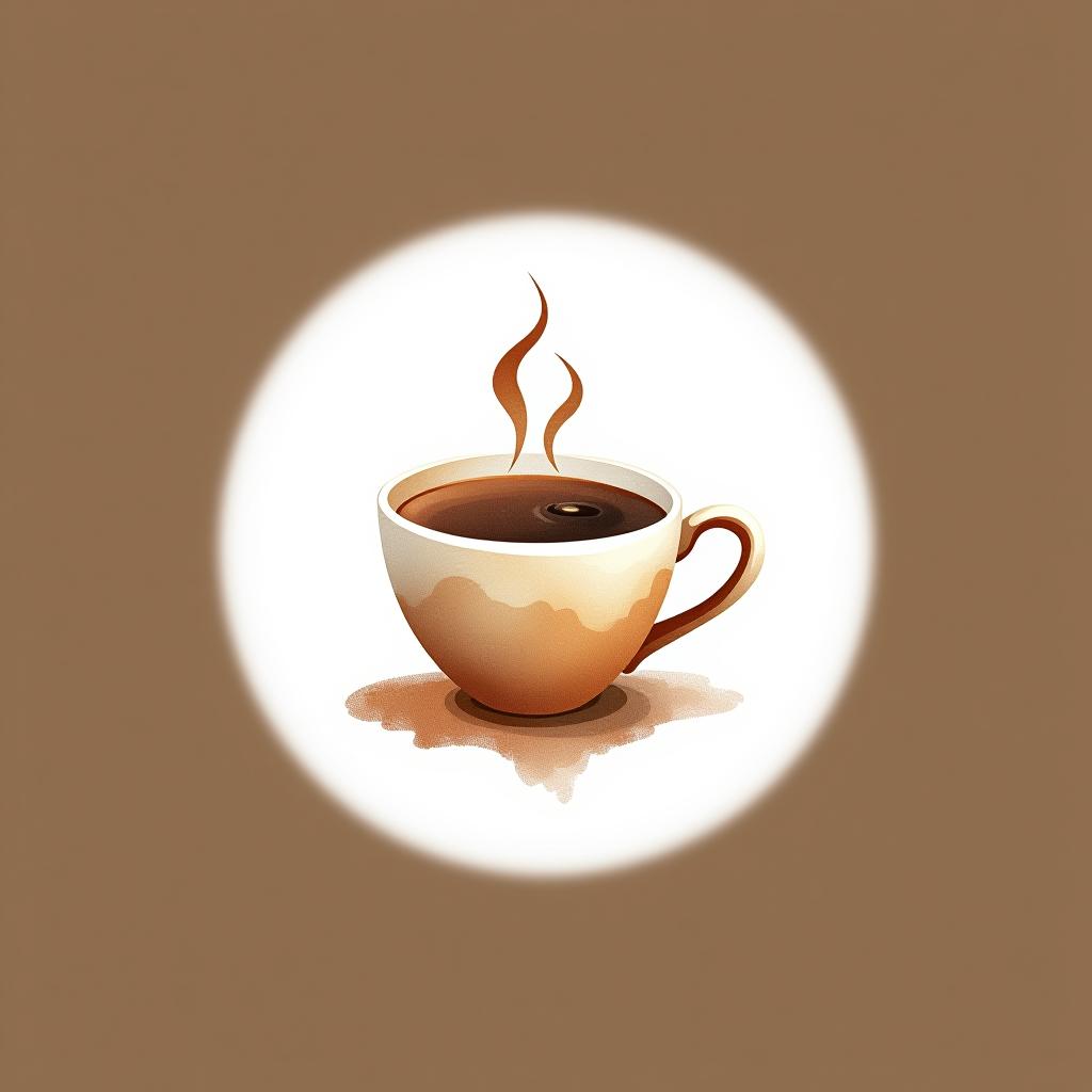  design a logo, watercolor style, logo of a coffee cup, brown gradient colors, white background