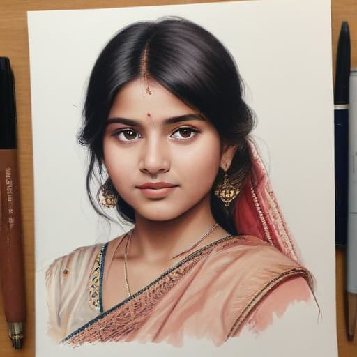 Drawing of a Indian girl