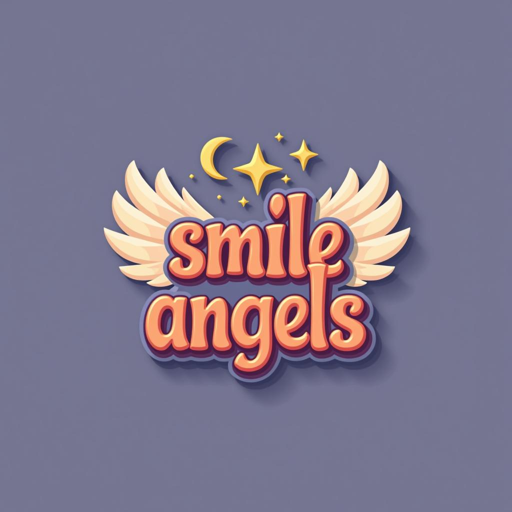  design a logo, in a threedrender style. 水彩スタイル、美しいロゴ、白背景、かっこいい、シンプル。, with the text 'smile angels'.